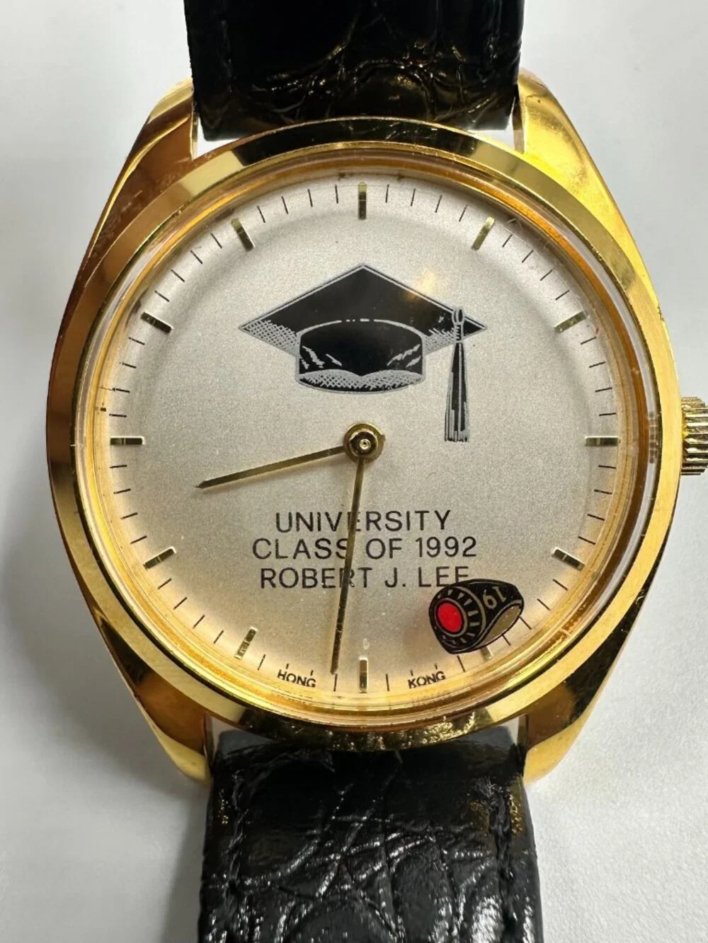 Vintage Manual Wind Watch University Class 1992 Robert J Lee Rotating Ring Works
